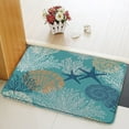 thumbnail image 2 of Nautical Coastal Bath Rug Ocean Starfish Bathroom Mat Seashell Coral Underwater Plants Watercolor Marine Themed Non-Slip Carpet Bedroom Kitchen Floor Decor 20 x 31 in, 2 of 3