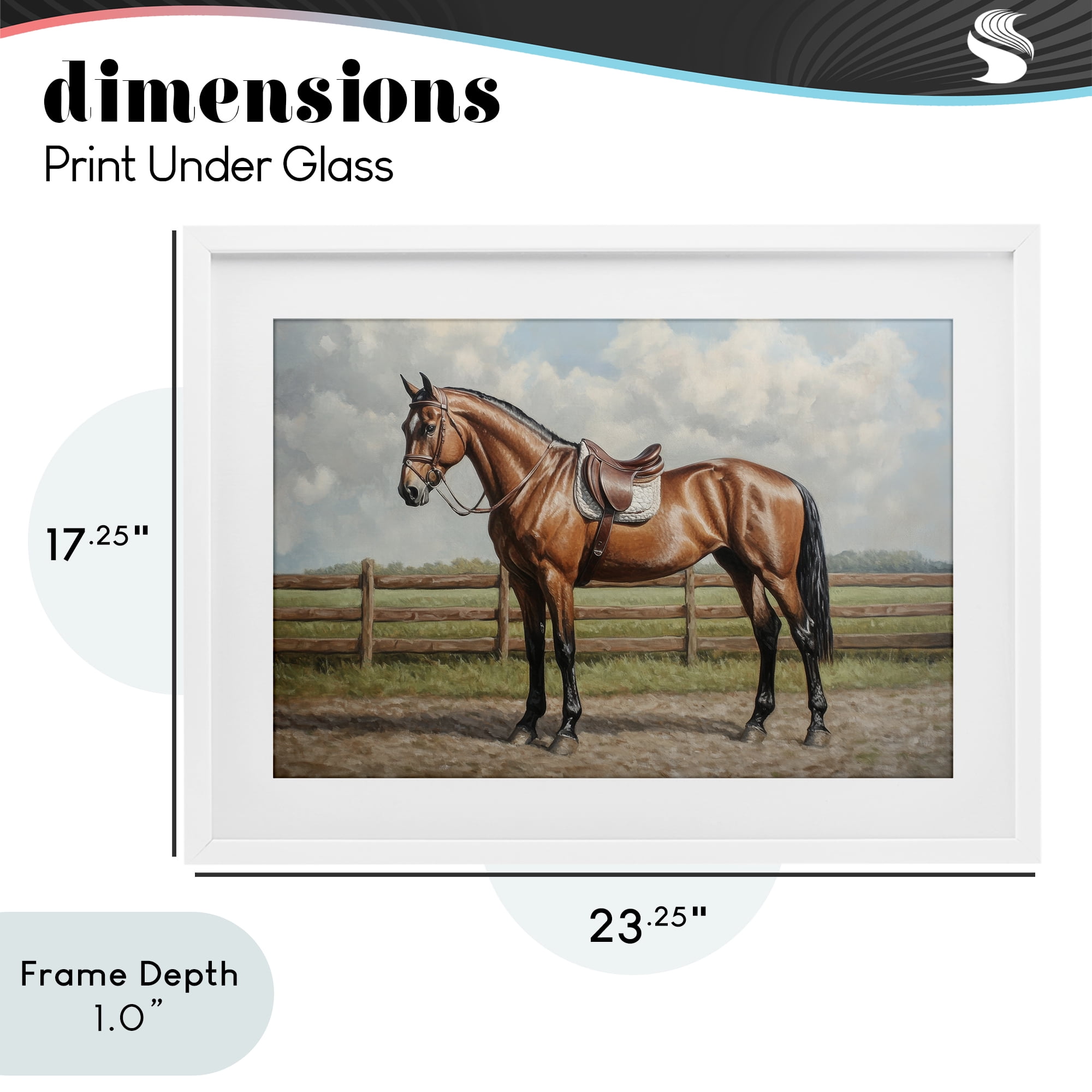 Stupell Industries Sunshine Pony on Farm Path White Framed Print Under Glass, design by Petal Prints Design