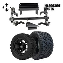 Hardcore Parts 4" Spindle Extension Lift Kit for Yamaha Drive (G29) Golf Cart with 12" Black 'Rally' Wheels and 20"x10"-12" STINGER On-Road/Off-Road DOT rated All-Terrain tires