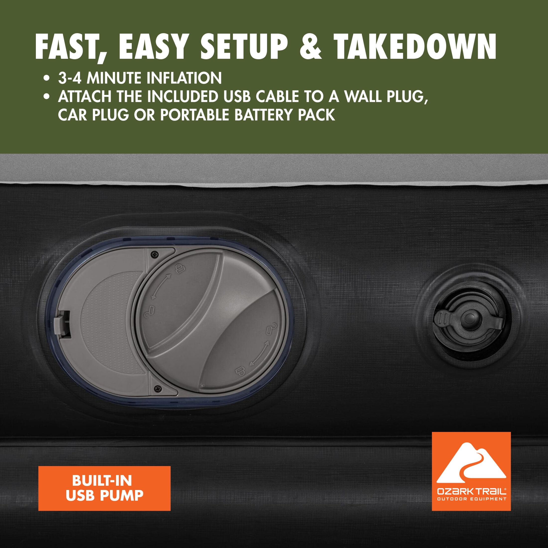 Ozark Trail 13" Queen Indoor & Outdoor Air Mattress with Built-In USB Pump