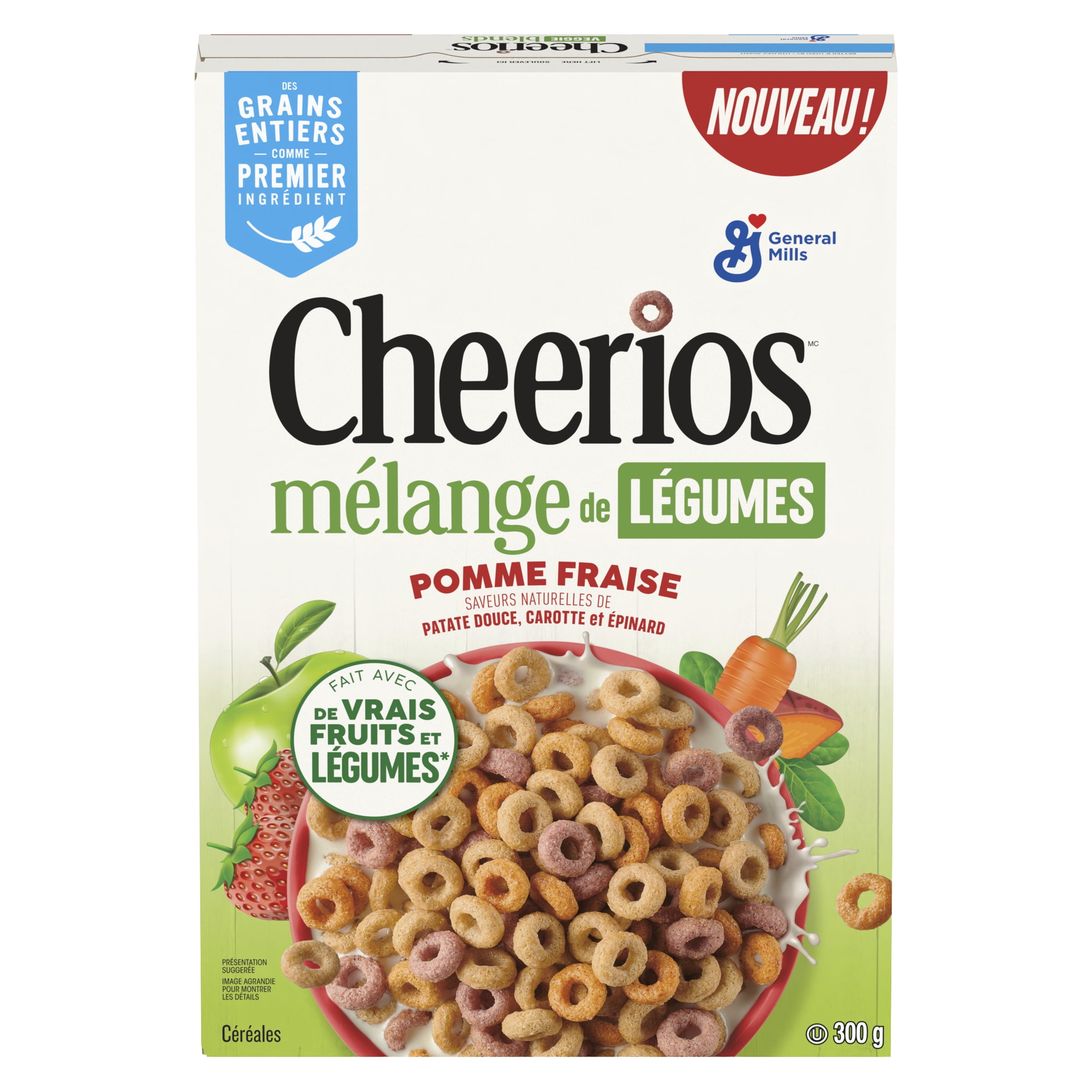 Cheerios Veggie Blends Apple Strawberry, Whole Grains, 300g, 300 g