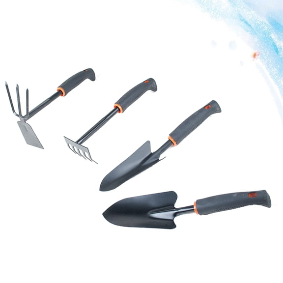 Sparsain 4Pcs Household Gardening Tools Set with Plastic Handle, Plant Growing Tools, Multipurpose Gardening Tool for Home Use (Black)