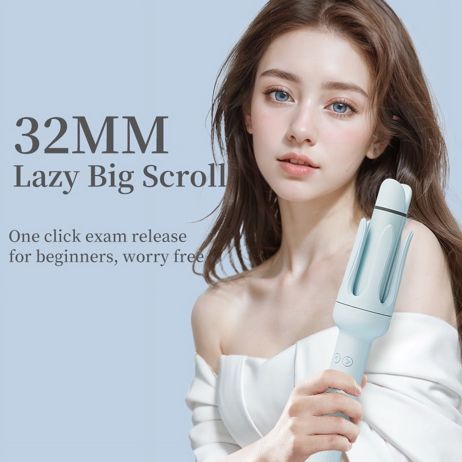 Upgraded 2-in-1 Hair Curler & Flat Iron, One-Key Automatic Curler with 32mm Barrel, Left & Right Curling Wand, 4 Temperature Modes, Negative Ion Generator, Intelligent Timer & Auto Shut-Off