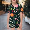 thumbnail image 2 of LUOGENLI Pamajas Girls Christmas Pajamas Size 8-9 Little Baby Girls Boys Pajamas Set Christmas Satin Silk Kids Short Sleeves Sleepwear 2 Piece Button down Classic Loungewear Shorts Green 6-7 Years, 2 of 4