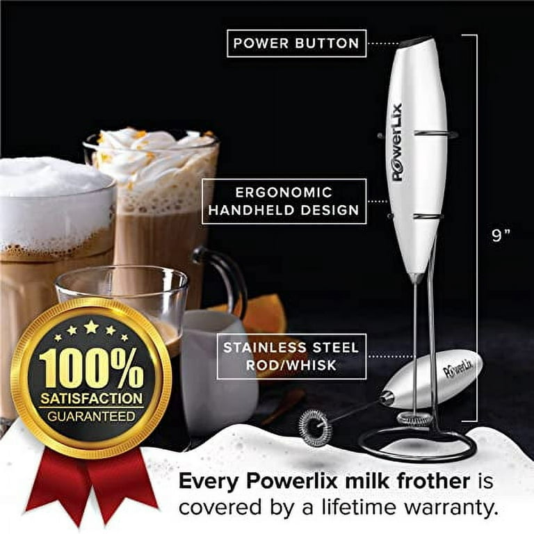 Electric Milk Frother With Stand (Stainless Steel) Mini Handheld for Baking  Latte Cappuccino Hot Chocolate (non-rechargeable)