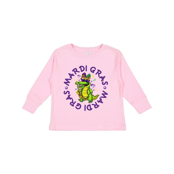 Inktastic Mardi Gras 2021 Party Alligator Boys or Girls Long Sleeve Toddler T-Shirt