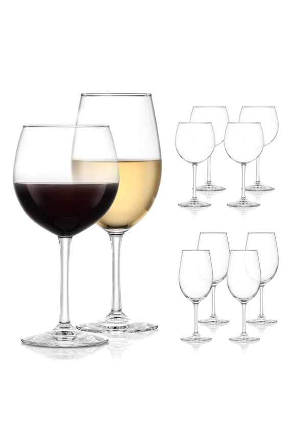 Vineyard Reserve Wine Glass Set of 8, Clear Wine Glasses for Red and White Wine, Great for Merlot, Bordeaux, Chardonnay, Gifts, Holiday, Birthday Party