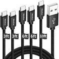 thumbnail image 2 of SBSWXX-USB C Cable, USB to USB C Cable, [5 Pack, 3/3/6/6/10 ft] Type C Charger Cable Fast Charging for iPhone 17 16 15 Pro Max Plus Air, for Samsung Galaxy S25 S24 S23 S22 S21 S20 S10 A17 A16 A15, 2 of 3