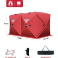 thumbnail image 3 of JoanKaren Pop Up Ice Fishing Tent,4-6 Person Insulated Mobile Ice Enclosure Shelter,Portable Hub-Style&Windproof and Warm,11.7 ft x 5.9 ft x 6.6 ft,Red, 3 of 7