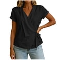 thumbnail image 2 of TGSLY Adjustable Wrap Side Tie Tops for Women Breathable Soft V Neck Short Sleeve Blouses Loose Fit Dressy Casual Solid Color T-Shirts XL, 2 of 8