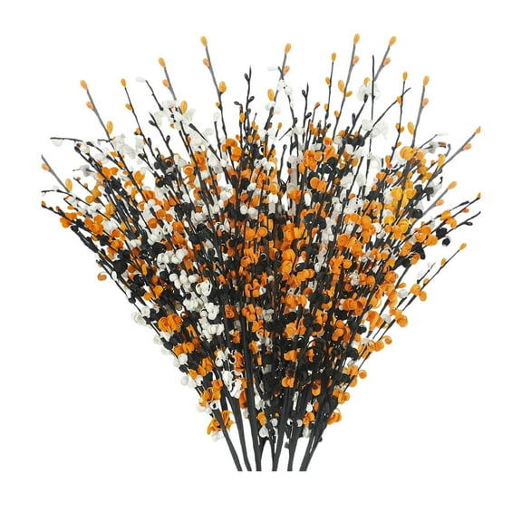 Wdhugt Black White Orange Artificial Flowers For Thanksgiving Halloween Decoration Outdoor Fall Decor Fake Plants Simulation Wheat Plastic Color A A