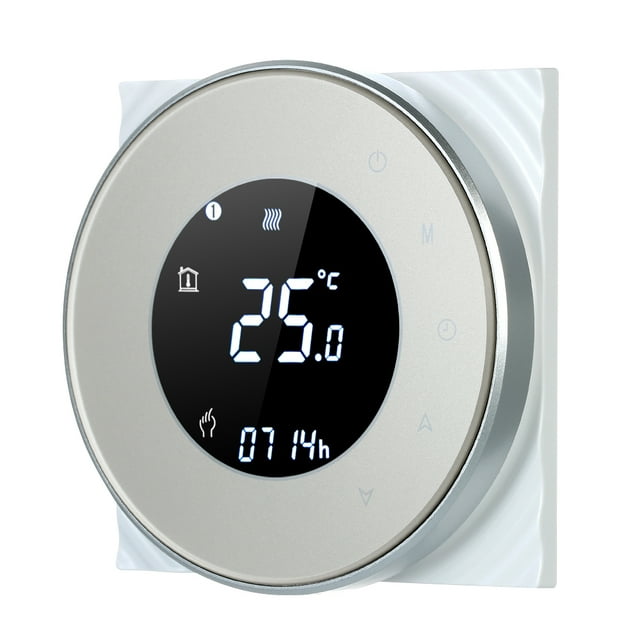 Mistaha Chaudière à Gaz Programmable Thermostat de Chauffage Contrôleur de Température à Contact Sec Écran Tactile LCD avec Rétroéclairage Vocal