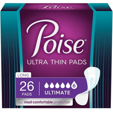 Poise Ultra Thin Postpartum Incontinence/Bladder Control Pads, Ultimate Absorbency, Long Length, 26 Count