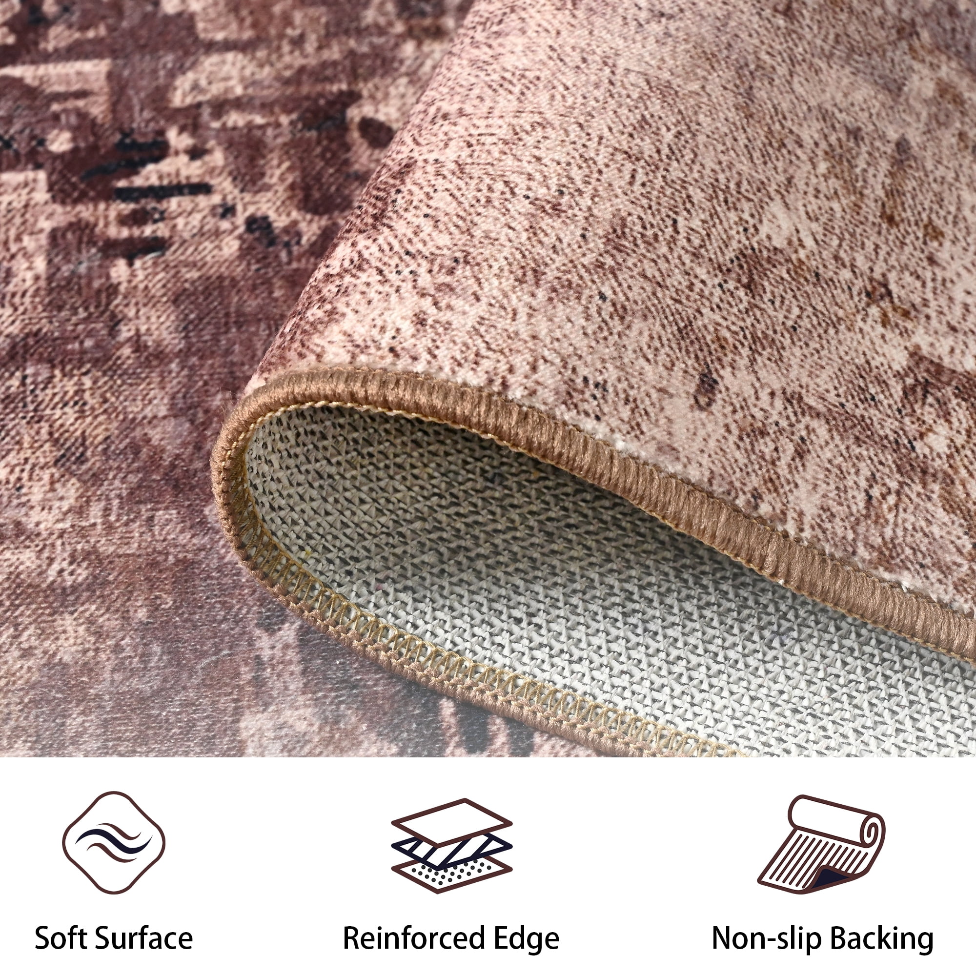 Arogan Modern Abstract Washable Rug for Living Room, Bedroom, Dining Room, Children's Playroom, Brown, 6' x 9'