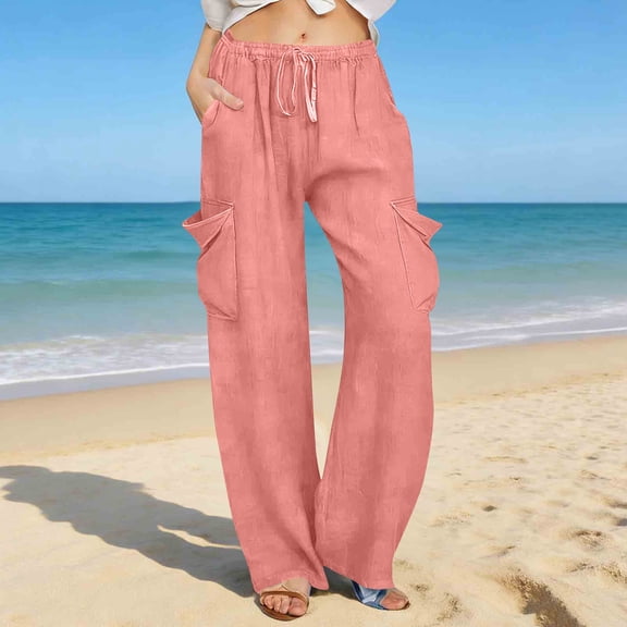 Mifsaly Wide Leg Denim Pants for Women High Waisted Cargo Pant Comfortable Casual Loose Joggers Breathable Summer Vacation Baggy Streetwear with Multi Pockets XXL