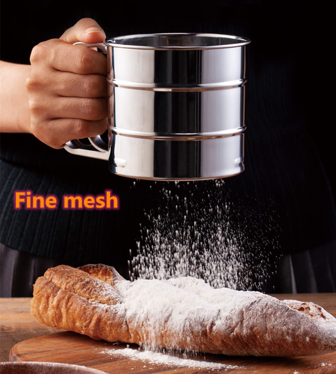 Bigking Flour Sifter Stainless Steel Double Layers Baking Sifter with