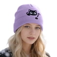 thumbnail image 3 of Women's Knit Hat Cat Embroidered Cute Winter Basic Slouchy Beanie Cap, 3 of 5