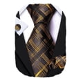thumbnail image 1 of Set de corbatas Barry.Wang de seda a cuadros, 150 cm, con gemelos, 1 of 7
