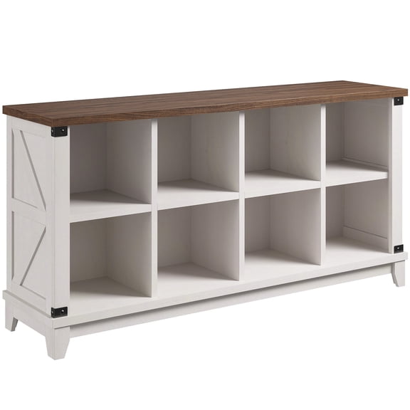 Romorgniz 8-Cube Farmhouse Storage Organizer,Cube Bookshelf & Display Shelf for Living Room,Bedroom,Home Office,White