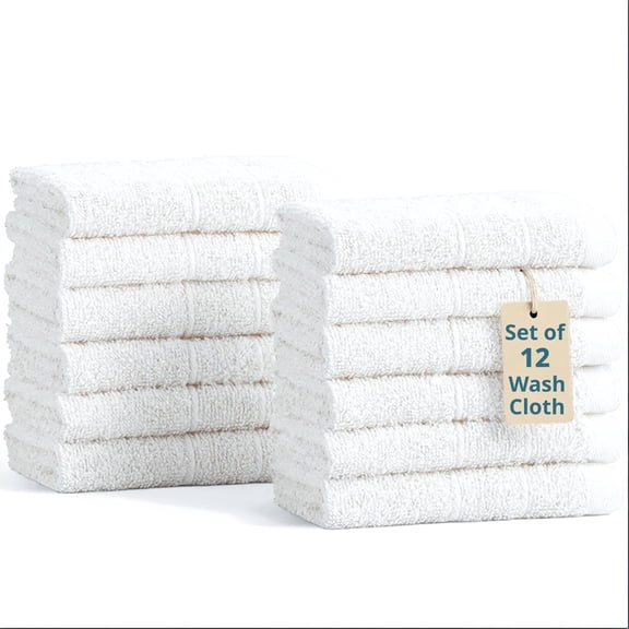 Casa Platino Washcloths 12 Pack, Luxury Cotton Bathroom Washcloths, Soft Washcloths for face 13"x13" Wash Cloths - White