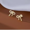 thumbnail image 5 of Solid 925 Sterling Silver CZ Bow Stud Earrings for Women Teens Ribbon Stud Earrings Bowknot, 5 of 12