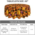 thumbnail image 3 of Happy Halloween Round Tablecloth 60 Inch Spooky Pumpkins Bats Checkered Circle Table Cover Orange Black Buffalo Plaids Table Cloth Washable Polyester for Dining Kitchen Party Holiday Decor, 3 of 6