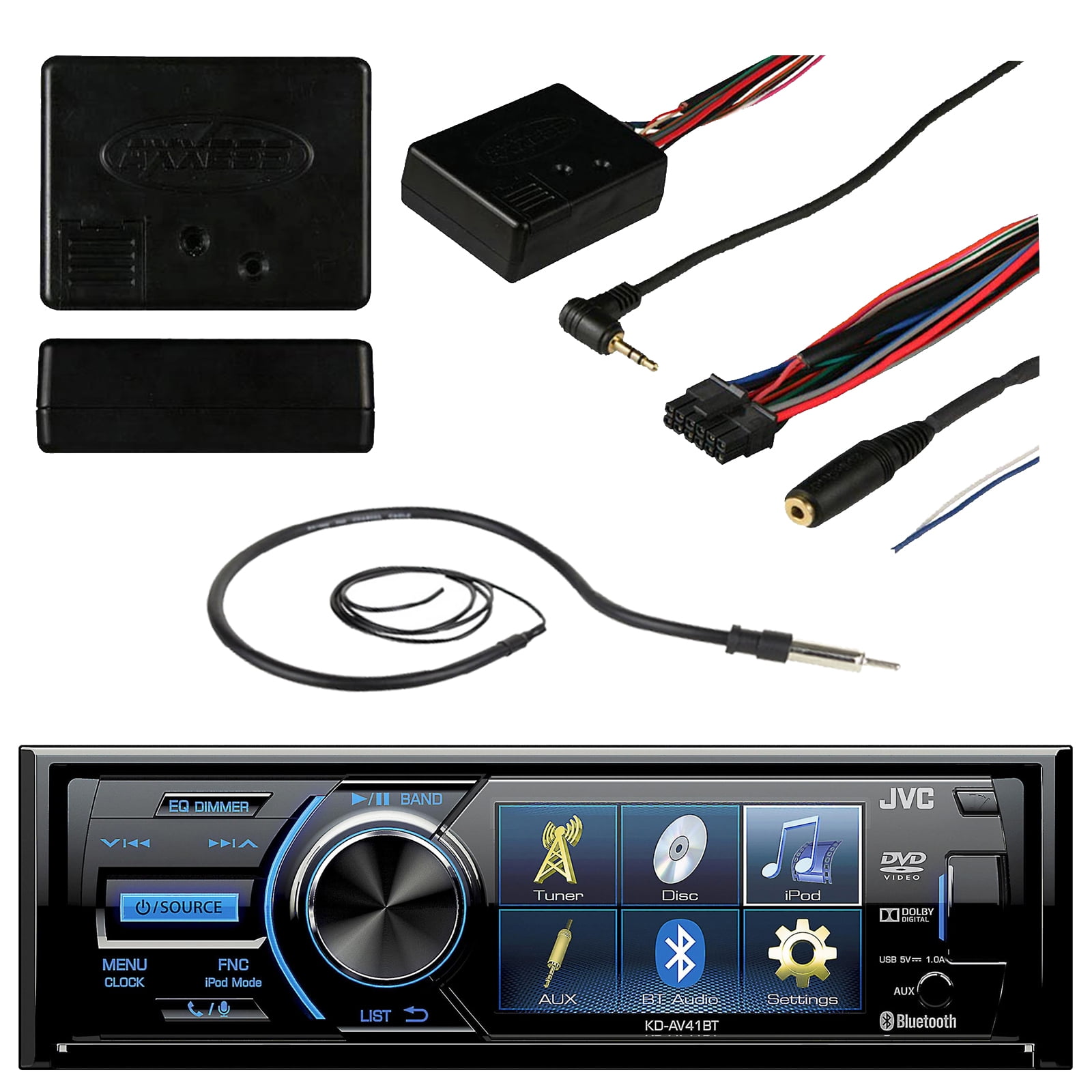 JVC KDAV41BT 3" LCD Display Bluetooth Car CD DVD USB Stereo Multimedia