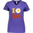 thumbnail image 3 of Inktastic I Love Bacon And Eggs Women's V-Neck T-Shirt, 3 of 5