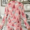 thumbnail image 6 of Pajama Sets for Women 2 Piece Christmas Santa Printed V Neck Button Long Sleeve Matching Pants Set Women Pjs Sets,Pink,L, 6 of 8