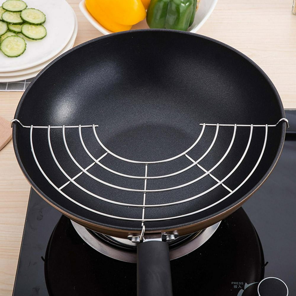 Mgaxyff Wok Cooling Rack,Kitchen Wok Fry Pan Pot Stainless Steel Shelfs