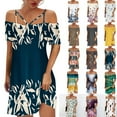 thumbnail image 3 of Summer Dresses for Women Maxi dress Off Shoulder Adjustable Straps Printed Midi Dress, 3 of 7