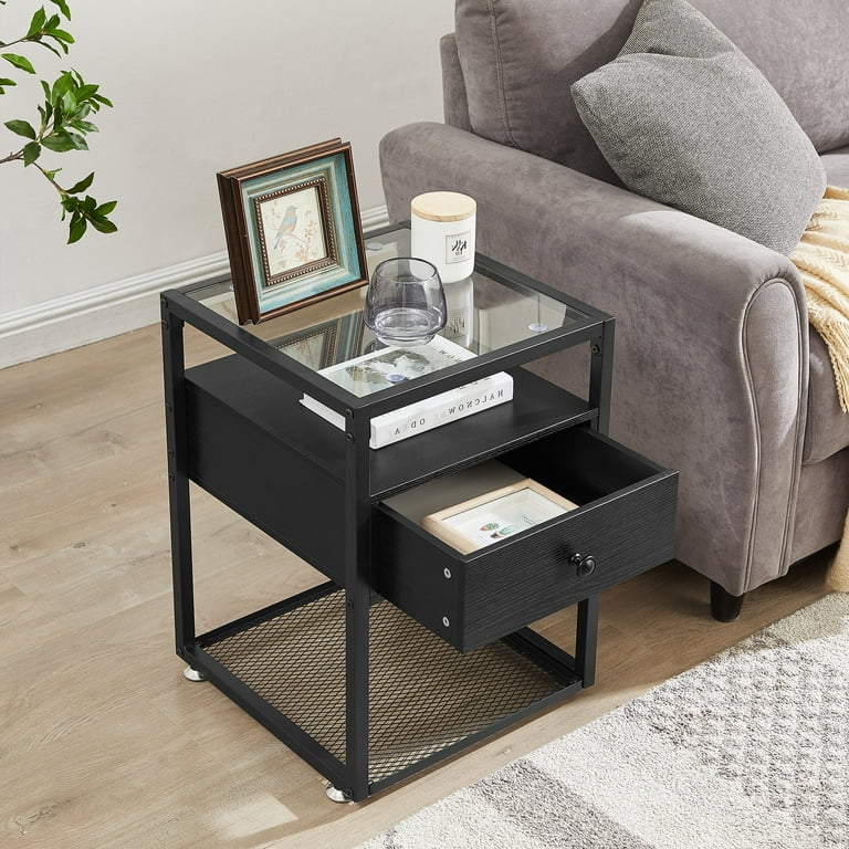 Tammy 1 drawer end outlet table with storage