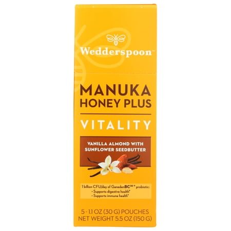 Wedderspoon Manuka Honey Plus Vitality, Vanilla Almond, 5/1.1 oz