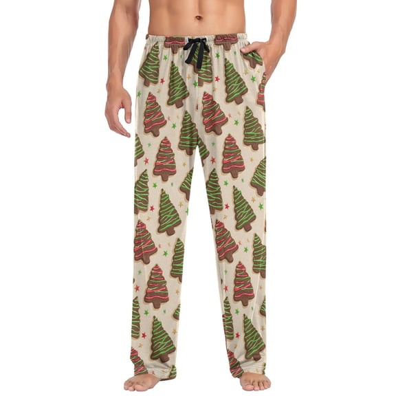 joogoo Men's Pajama Pants Christmas Tree Stars Soft Long Sleep Lounge Pjs Bottoms L
