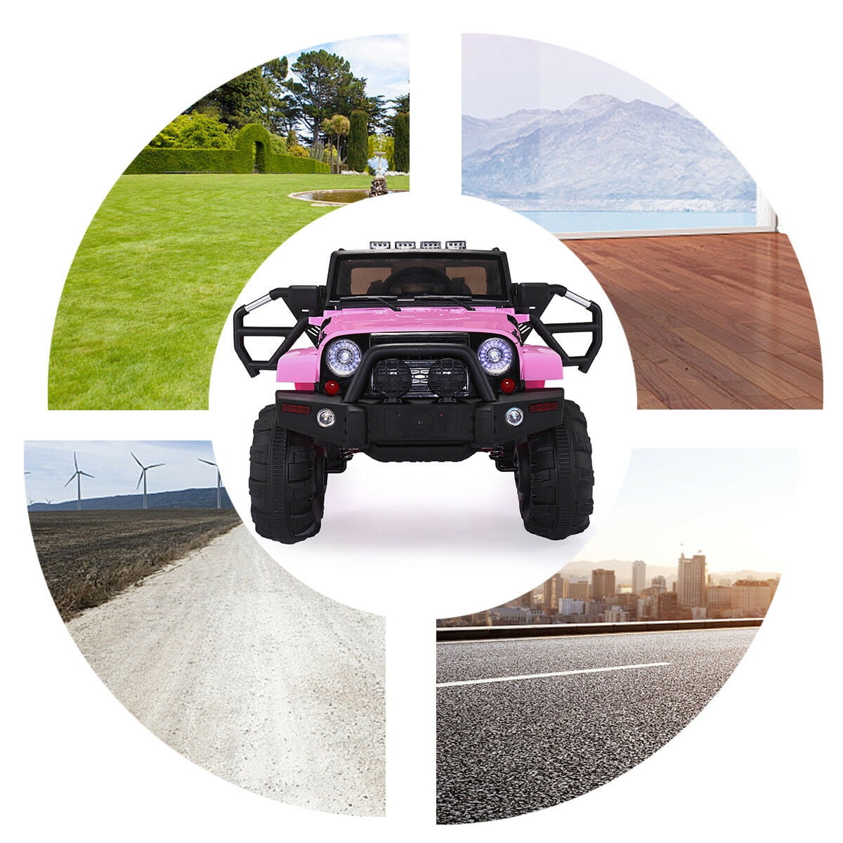 CIPACHO Electric Cars for Kids, 12V Ride On Truck Car Gift for Children Boys with Remote Control, 3 Speeds, Spring Suspension, LED Lights, Pink