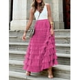 thumbnail image 3 of Women's Tulle Midi Skirt Elastic High Waist A-Line Ruffle Tiered Layered Mesh Puffy Long Maxi Skirt, 3 of 11