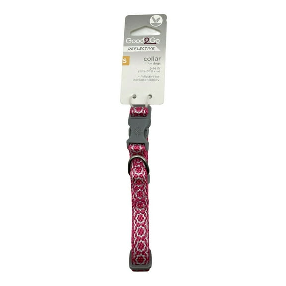 Good2Go Reflective Pink Starbust Dog Collar, Small 9-14"