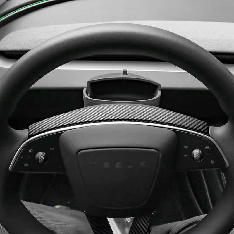 For Tesal Model Y Juniper 2025 Model 3 Highland 2024 Carbon Fibre Car Steering Wheel Cover Sticker Above Steering Wheel Decorati
