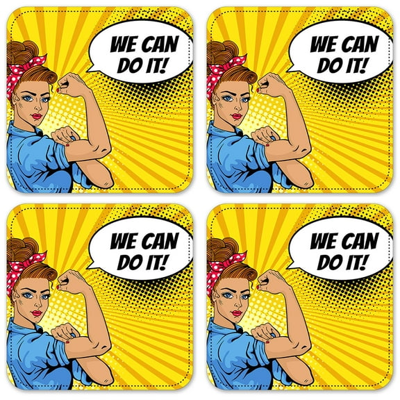 Vinyl Drink Coasters - Set of 4 - We Can Do It