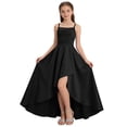 thumbnail image 3 of SGFCWSX Girls Pageant Dress Spaghetti Strap Satin High Low Hem Ruched Wedding Party Dresses for Kids Black Size 11, 3 of 7