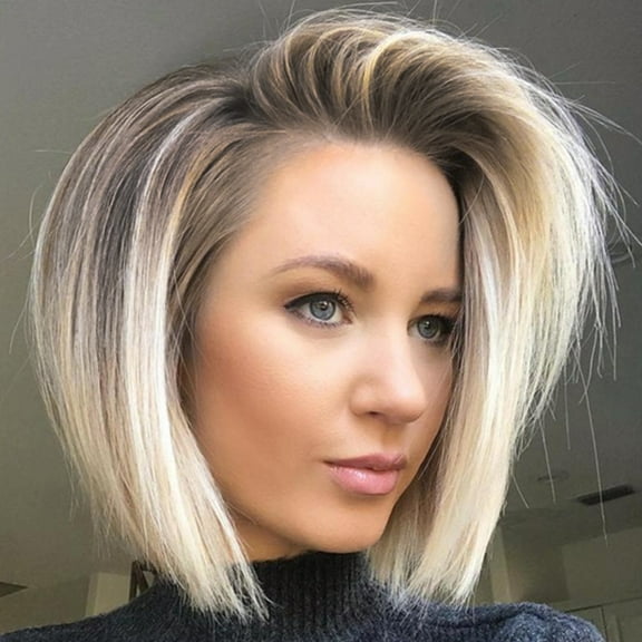 Fznkrag Ladies Short Bob Wig Short Straight Synthetic Gradient Hair Full Fashion Natural Wigs