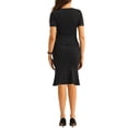 thumbnail image 3 of Conjunto de blusa peplum y falda INSPIRE CHIC para atuendo de negocios de mujer, escote cuadrado, top de manga corta, falda ajustada de cola de pez, color negro M, 3 of 6