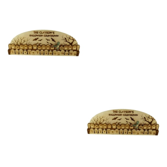 Bewildely Calendario de madera móvil para Halloween, decoración festiva de cuenta atrás para Halloween, calendario de cuenta atrás, estilo estilo zombi 2Conjunto