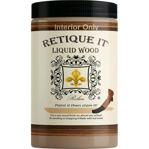 Retique It Liquid Wood - Light Wood Quart - Paint it Then Stain it - Stainable Wood Fiber Paint - Put a Fresh Coat of Wood on it (32oz Light Wood)
