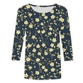 thumbnail image 4 of 3/4 Length Sleeve T-Shirts for Women New Summer Clothing Tops Fashion Floral Print Shirts Women's Blouses Pullover Tops, 4 of 5