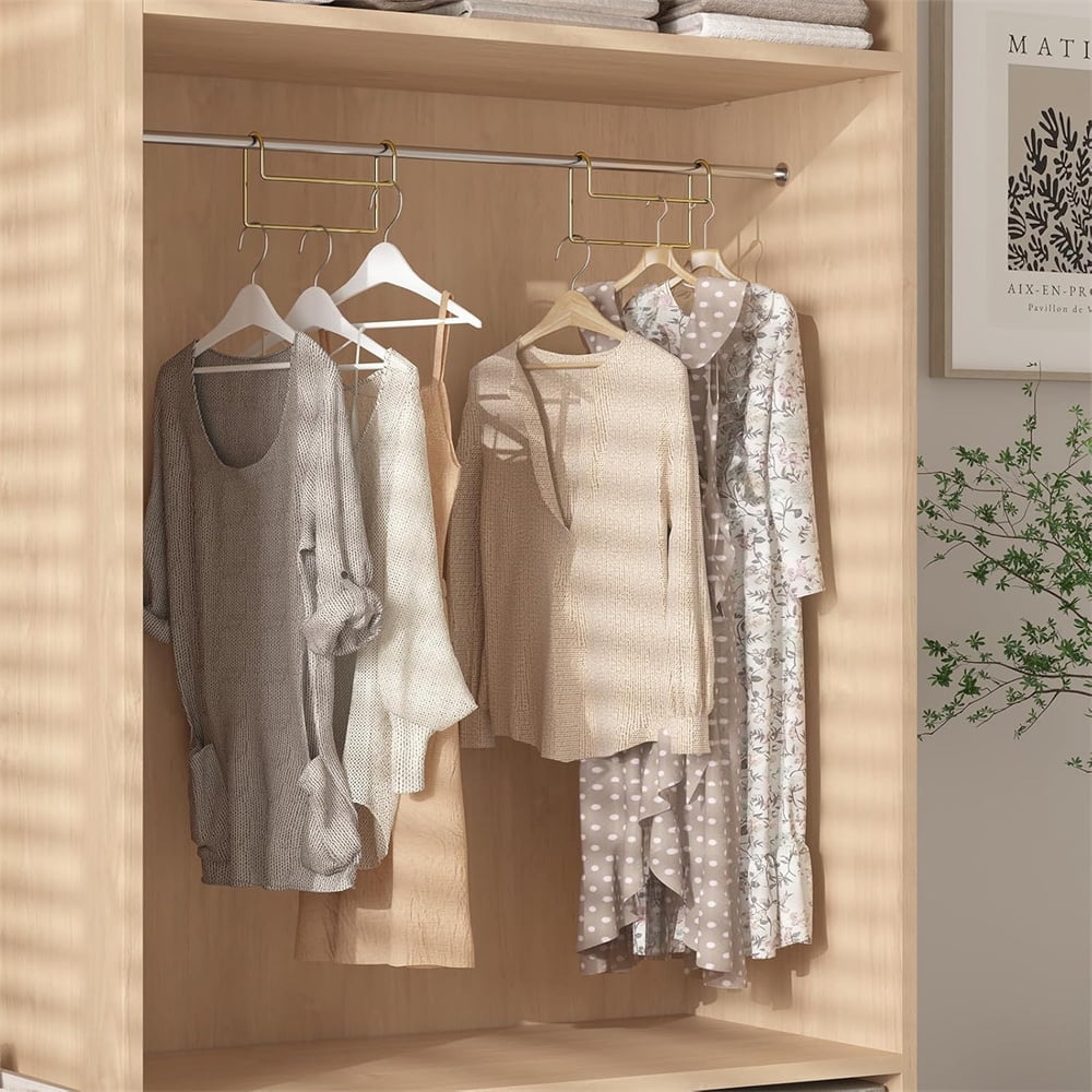 Space Saving Hangers for Clothes: NOGIS 3 Pack 8 inch Magic Hanger Closet Organizer Metal Heavy Duty Hangers for Shirt Coat Pants Skirt Sorting Storage - Gold