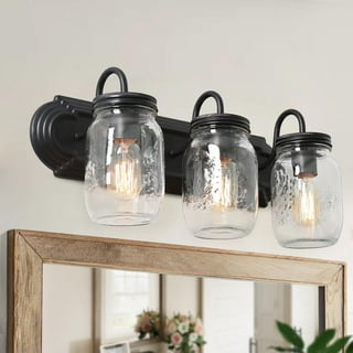 Mason jar vanity cheap light brushed nickel