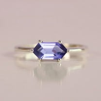 925 Sterling Silver Ring, Hexagon Cut Tanzanite Ring, 6 Prong Jewelry, Solitaire Ring, Handmade Jewlery, Delicate Minimalist Ring
