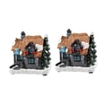 thumbnail image 1 of 2 piezas de figura de pueblo navideño iluminado, adorno de escritorio de resina, regalo de Navidad para estante, festival, sala de estar, fiesta, Marrón Gris, 1 of 8
