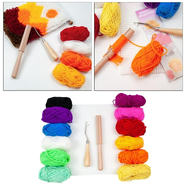 1 ensemble de tapis crochet maille loquet crochet maille style toile tapis  à tricoter kit de toile avec en bois plié loquet crochet outil pour  bricolage fabrication de tapis accessoires de tricot 
